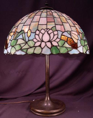 American Leaded Glass Lily Table Lamp