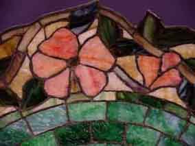 American Floral Leaded Glass Table Lamp