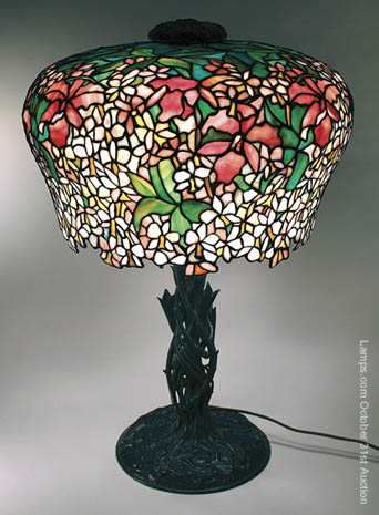 Unique Art Glass and Metal Co, Cymbidium Leaded Lamp