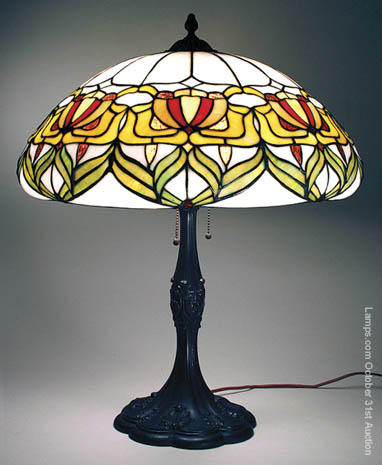 J A Whaley Art Nouveau Leaded Lamp