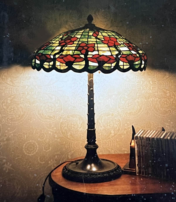 Amboy Works Red Floral Table Lamp