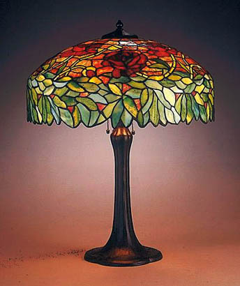 Unique Art Glass and Metal Co, Floral Leaded Lamp
