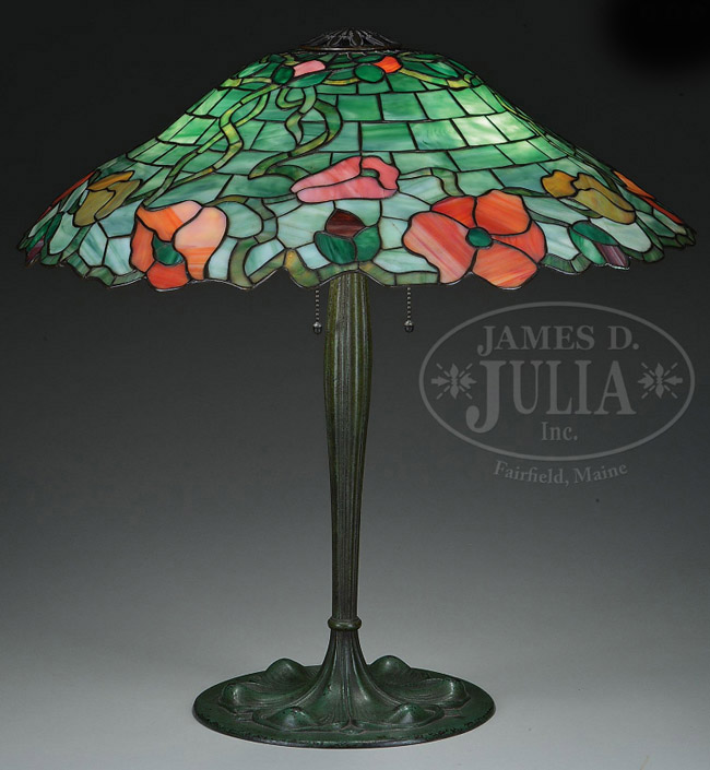 Suess Ornamental Glass Company Poppy Leaded Lamp