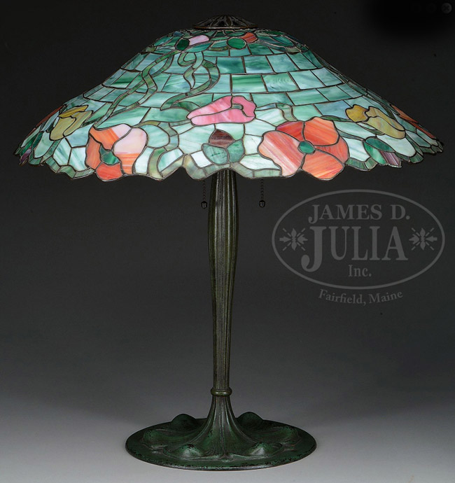 Suess Ornamental Glass Company Poppy Leaded Lamp