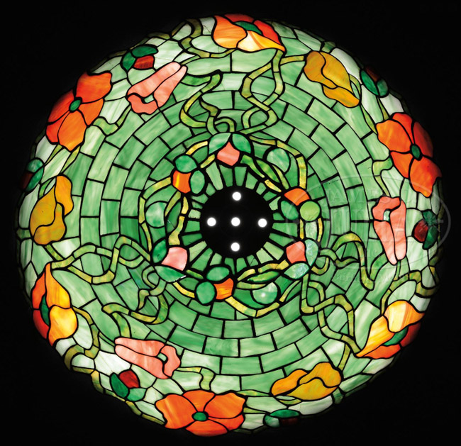 Suess Ornamental Glass Company Poppy Leaded Lamp
