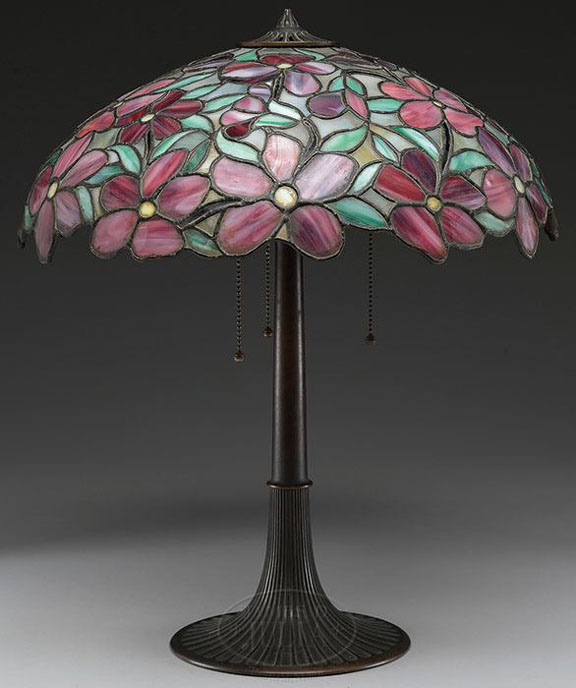 Suess Ornamental Glass Company - Red Peony Table Lamp