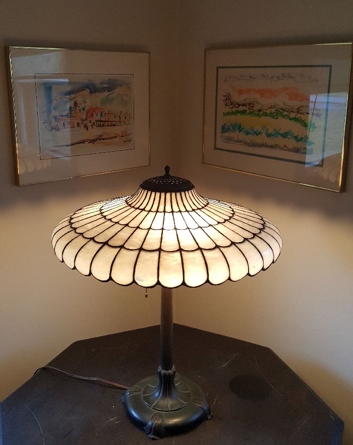 Bigelow, Kennard & Company Bent Glass Leaded Lamp