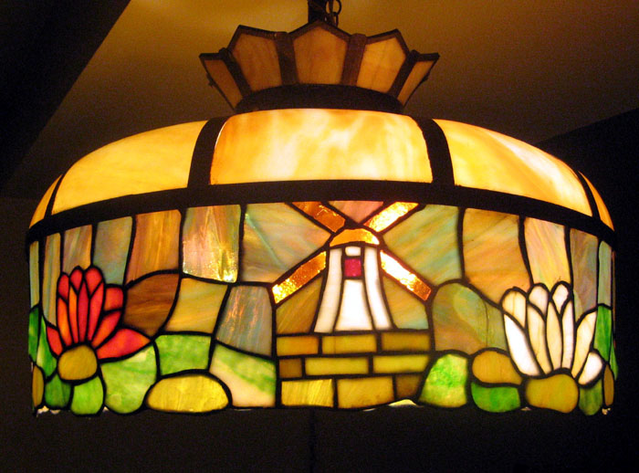 Chicago Mosaic Windmill Leaded Chandelier