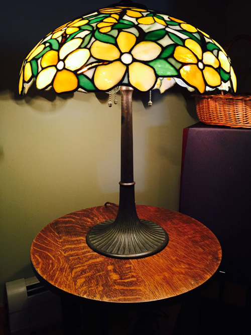 Suess Ornamental Glass Company Yellow Peony Table Lamp