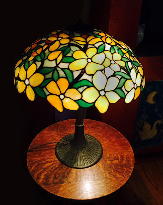 Suess Ornamental Glass Company Yellow Peony Table Lamp