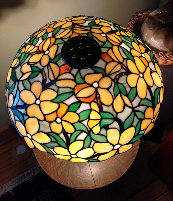 Suess Ornamental Glass Company Yellow Peony Table Lamp