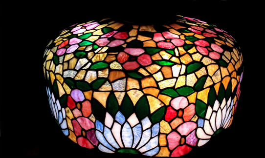 U.S. Art Bent Glass Co. Lily Chandelier Leaded Lamp