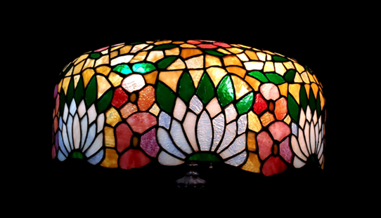 U.S. Bent Glass Art Co. Lily Chandelier Leaded Lamp
