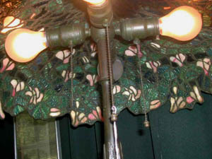 Amboy Works, Floral Leaded Glass Table Lamp