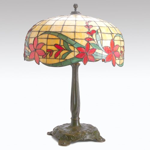 Reed and Barton Leaded Glass Table Lamp