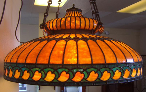 American Leaded Bent Glass Chandelier