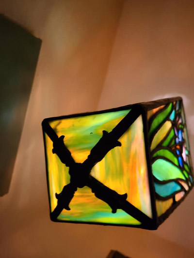 American Leaded Lantern, Iris Pattern