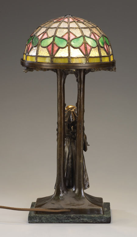 Art Nouveau Bronze and Ivory Table Lamp