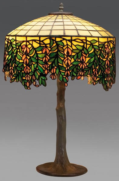 Unique Art Glass and Metal Co, Wisteria Leaded Lamp