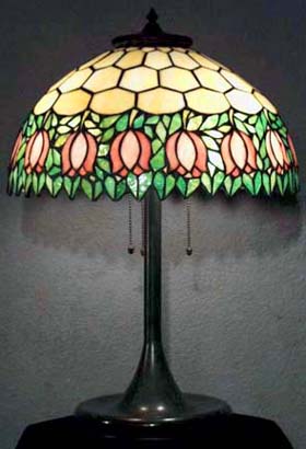 Unique Art Glass and Metal, Leaded Lamp