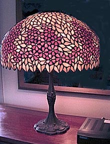 Unique Art Glass & Metal Periwinkle Table Lamp