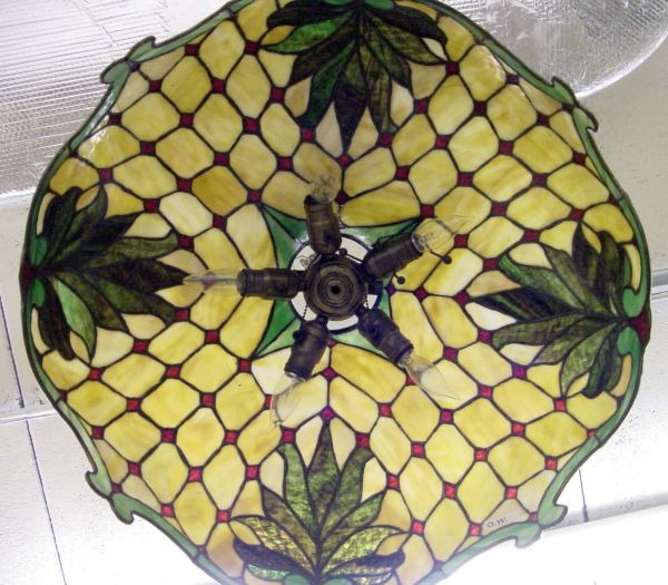 American Bent Leaded Glass Chandelier