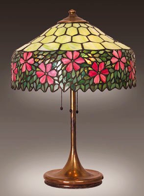 Unique Art Glass and Metal Co,  Floral Leaded Lamp