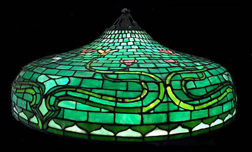 American Stylized Leaded Glass Chandelier
