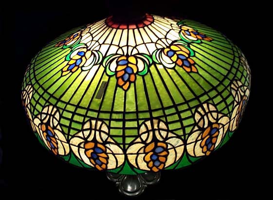 J A Whaley Stylized Floral Leaded Lamp