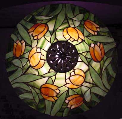 J A Whaley Tulip Leaded Lamp