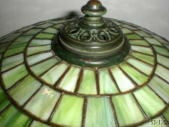 American Floral Border Leaded Glass Table Lamp