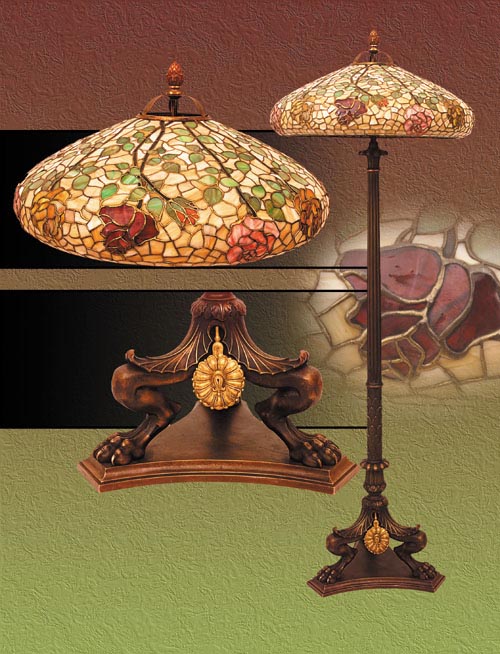American Leaded Glass Floral Floor Lamp