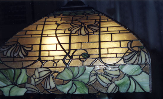 Williamson Square Floral Leaded Glass Lamp